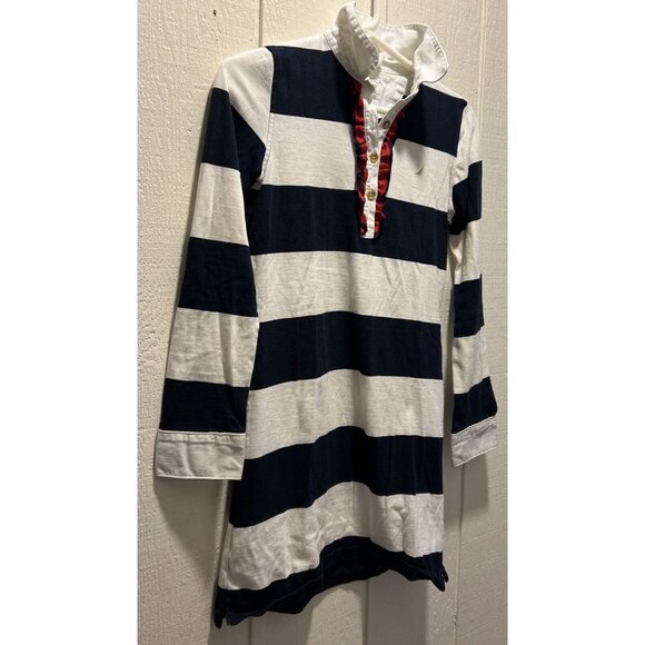 Vtg NAUTICA GIRLS STRIPED LONG SLEEVE DRESS L 14/16 UEC RARE - Picture 4 of 8